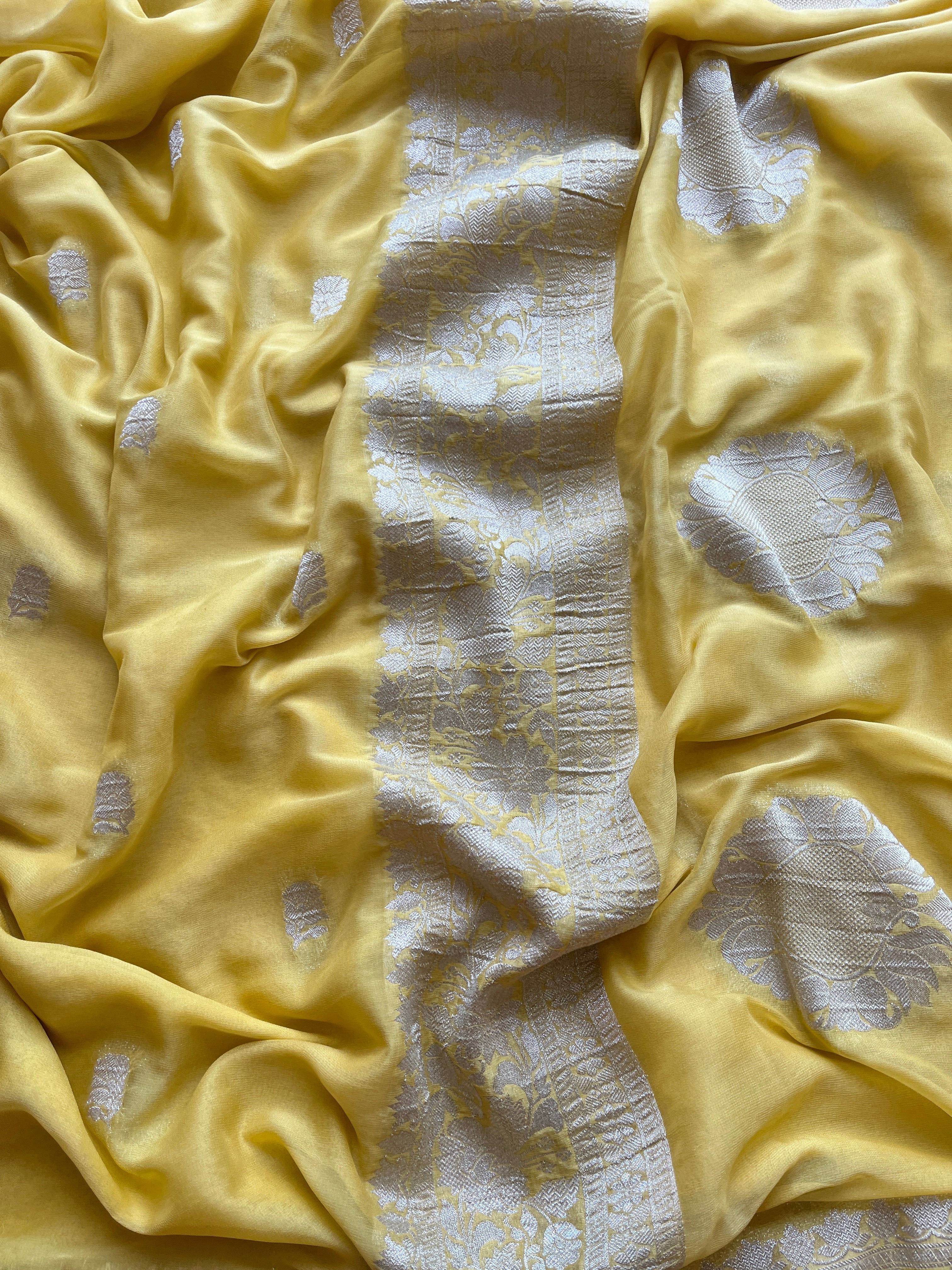 Yellow Chiffon Saree